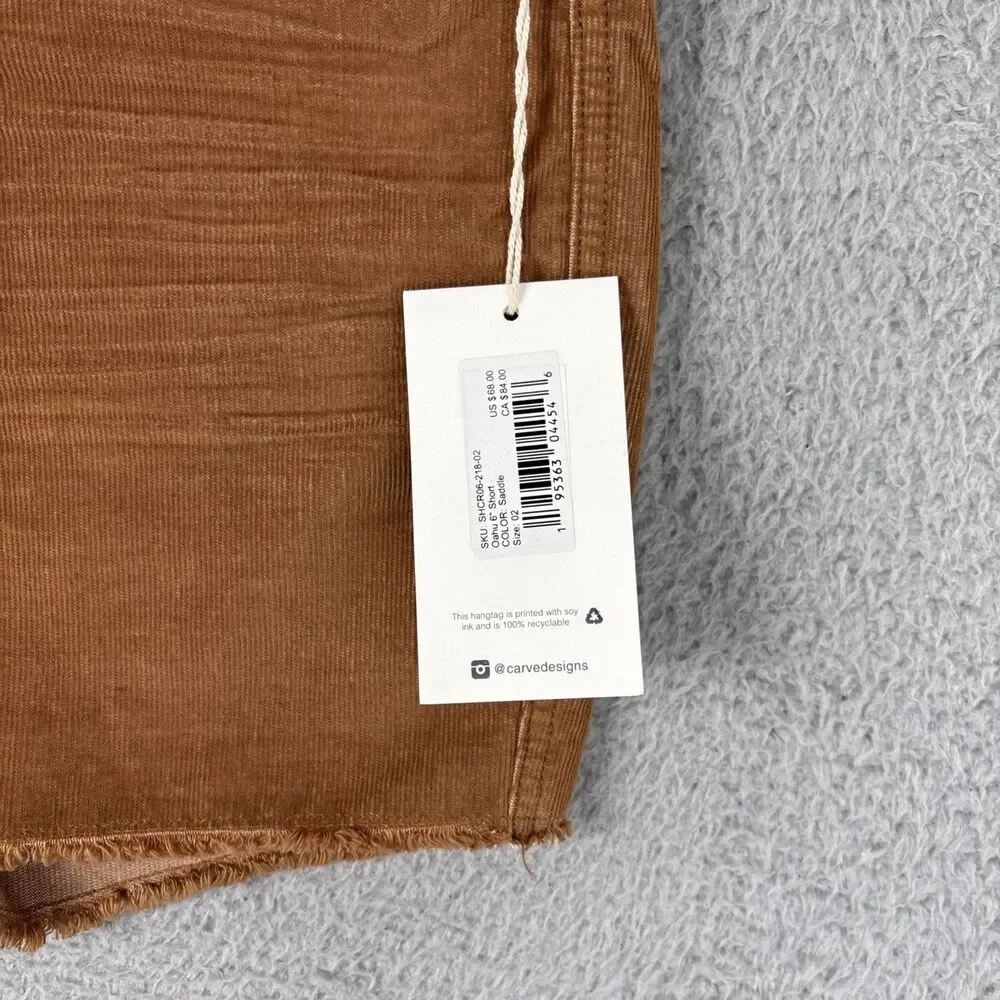NWT Carve Designs Corduroy Oahu 6” Shorts Saddle Size 02 - Picture 4 of 11